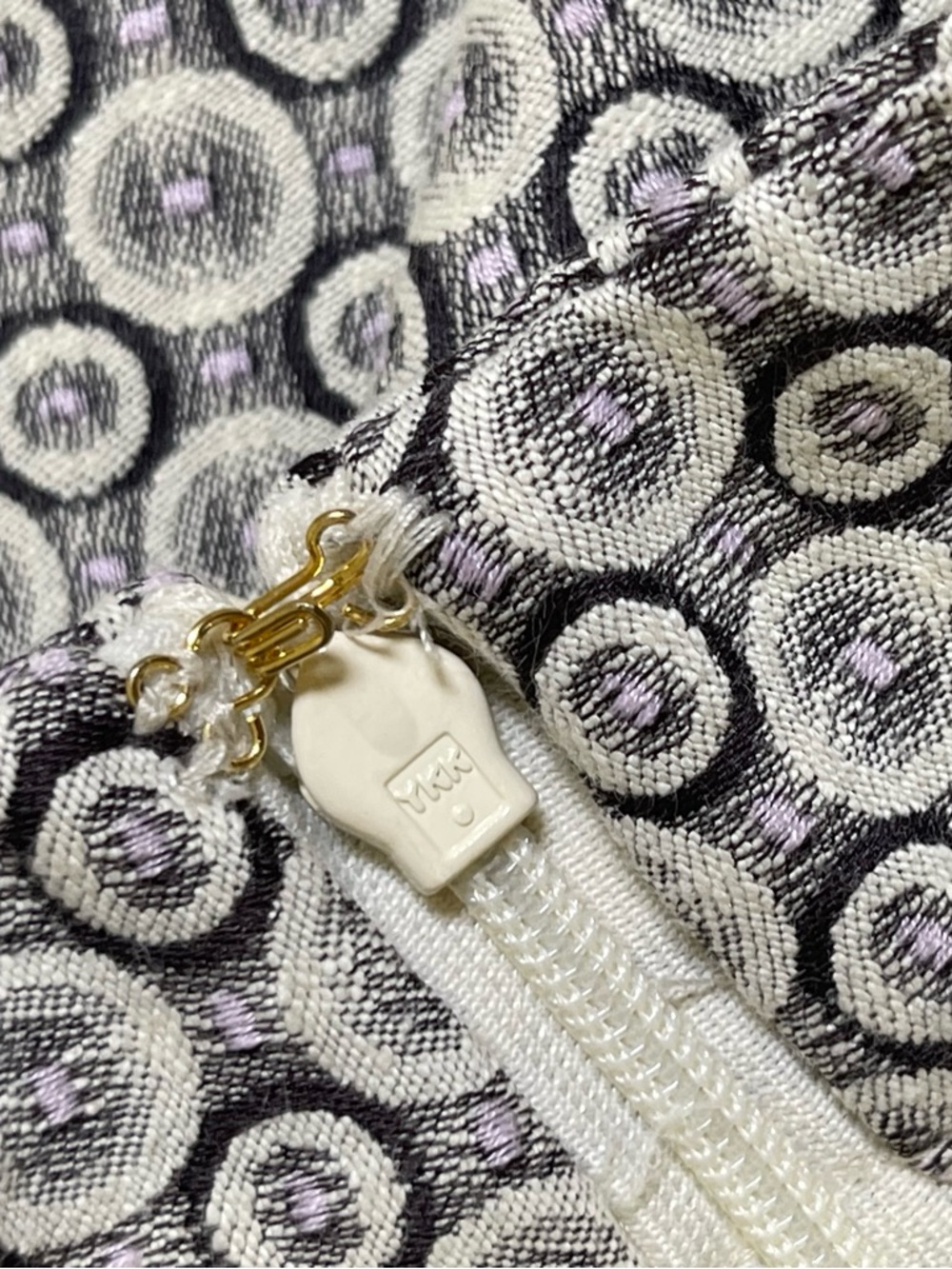 Gianni Bini Women’s 10 Cream, Black and Light Purple Circle Jacquard Lined Skirt - Picture 8 of 11